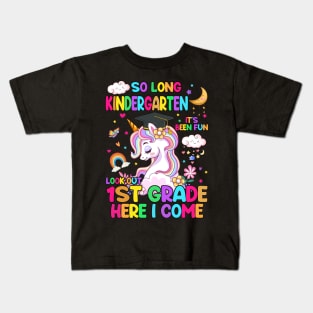 So Long Kindergarten Graduation Class 2024 Unicorn Girls Kids T-Shirt